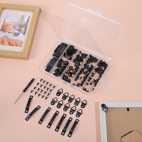 251 Pcs Frame Hanging Kit Sawtooth Picture Hangers Heavy Duty Frame Hangers with Screws Black Frames Mounting Hardware for Frame, Painting, Art, Photo in Saudi Arabia