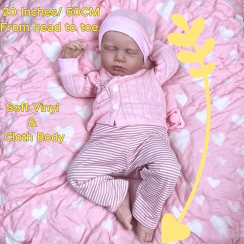 MRB Lifelike Reborn Baby Dolls -20 inch Realistic Newborn Baby Dolls, Soft Vinyl and Cloth Body Real Life Baby Dolls Girl with Accessories Birthday Gift for Kids Age 3 + in Saudi Arabia