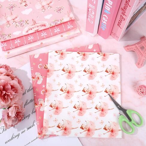 Whaline 6Pcs Ballerina Cotton Fabric Bundles Pink Dancing Girl Fat Quarters Ballet Dance Quilting Patchwork for DIY Sewing Craft Decor, 18 x 22 Inch in Saudi Arabia