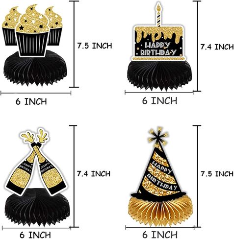 8 Pieces Happy Birthday Honeycomb Centerpieces Party Table Decorations Table Toppers for Birthday Party Supplies in Saudi Arabia