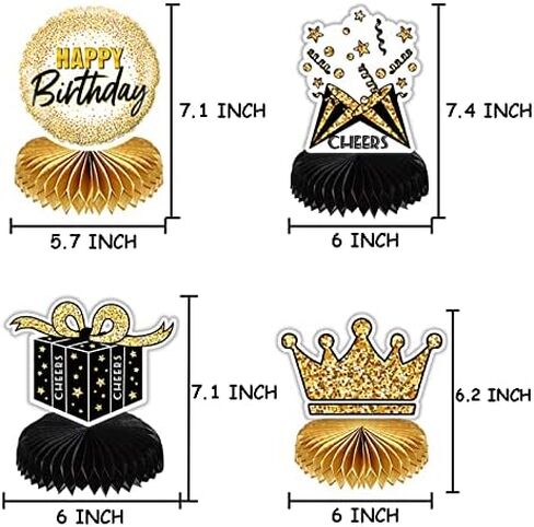 8 Pieces Happy Birthday Honeycomb Centerpieces Party Table Decorations Table Toppers for Birthday Party Supplies in Saudi Arabia