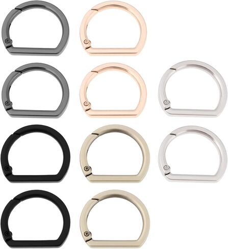 10 قطعة معدنية مسطحة D حلقة الربيع كيرينغ مشبك الربيع مشبك خاطف مشبك للحقائب والمحافظ in Kuwait