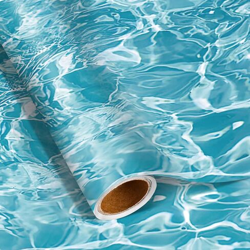 Pineraap Blue Water Wrapping Paper Roll, 17 In x 16.4 Ft - Mini Roll - Clear Ocean Waves Gift Wrap Paper, Blue Sea Pool Water Ripple Gift Wrap for Summer Beach Pool Birthday, Wedding, Baby Shower in Saudi Arabia