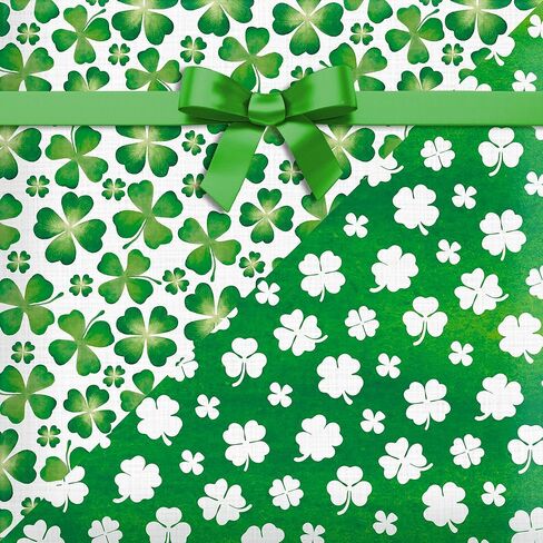 12 Sheets St. Patrick's Day Wrapping Paper Watercolor Shamrock Clover Gift Wrapping Paper Set 6 Stripes Polka Dots Designs St. Patrick‘s Day Gift Wrap for Irish Themed Holiday Crafts DIY Gift Packing,20x27in in Saudi Arabia