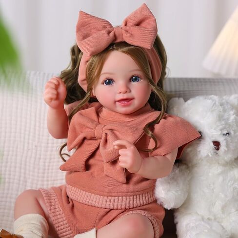 BABESIDE Reborn Baby Dolls، دمية طفل واقعية بجسم من القماش الناعم مقاس 20 بوصة مع شعر متجذر وعين مفتوحة دمية تولد من جديد للفتيات، دمى أطفال حقيقية مثالية للأطفال من سن 3 سنوات فما فوق، وقت اللعب والجمع in Saudi Arabia