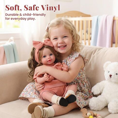 BABESIDE Reborn Baby Dolls، دمية طفل واقعية بجسم من القماش الناعم مقاس 20 بوصة مع شعر متجذر وعين مفتوحة دمية تولد من جديد للفتيات، دمى أطفال حقيقية مثالية للأطفال من سن 3 سنوات فما فوق، وقت اللعب والجمع in Saudi Arabia