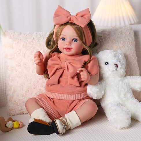 BABESIDE Reborn Baby Dolls، دمية طفل واقعية بجسم من القماش الناعم مقاس 20 بوصة مع شعر متجذر وعين مفتوحة دمية تولد من جديد للفتيات، دمى أطفال حقيقية مثالية للأطفال من سن 3 سنوات فما فوق، وقت اللعب والجمع in Saudi Arabia