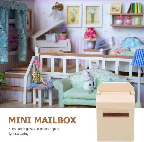 VICASKY 1:12 Miniature Dollhouse Wooden Mailbox 2.76 Inch Mini Letter Box Models Furniture Doll House Accessories Christmas Decoration in Saudi Arabia