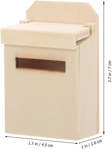 VICASKY 1:12 Miniature Dollhouse Wooden Mailbox 2.76 Inch Mini Letter Box Models Furniture Doll House Accessories Christmas Decoration in Saudi Arabia