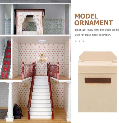 VICASKY 1:12 Miniature Dollhouse Wooden Mailbox 2.76 Inch Mini Letter Box Models Furniture Doll House Accessories Christmas Decoration in Saudi Arabia
