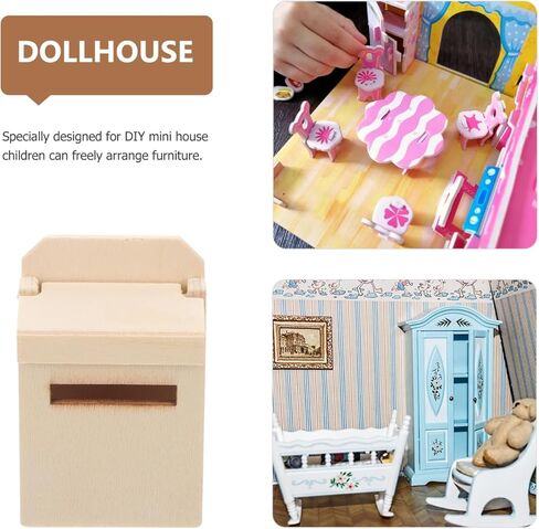 VICASKY 1:12 Miniature Dollhouse Wooden Mailbox 2.76 Inch Mini Letter Box Models Furniture Doll House Accessories Christmas Decoration in Saudi Arabia