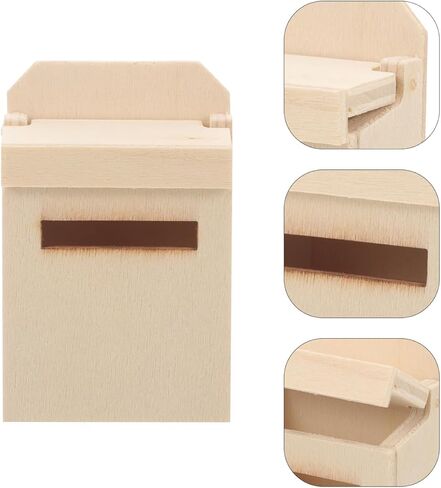VICASKY 1:12 Miniature Dollhouse Wooden Mailbox 2.76 Inch Mini Letter Box Models Furniture Doll House Accessories Christmas Decoration in Saudi Arabia