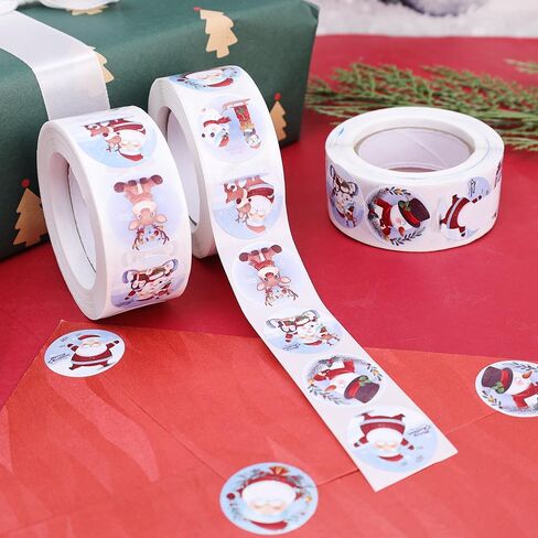 500PCS / Roll Christmas Cartoon Gift Wrap Sealing Tags Candy Treat Bag Boxes Label Xmas Decorative Self-Adhesive Labels 2.5cm in Saudi Arabia
