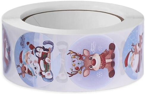 500PCS / Roll Christmas Cartoon Gift Wrap Sealing Tags Candy Treat Bag Boxes Label Xmas Decorative Self-Adhesive Labels 2.5cm in Saudi Arabia