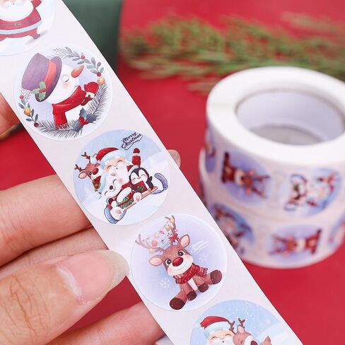 500PCS / Roll Christmas Cartoon Gift Wrap Sealing Tags Candy Treat Bag Boxes Label Xmas Decorative Self-Adhesive Labels 2.5cm in Saudi Arabia