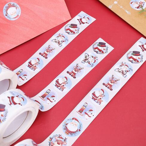 500PCS / Roll Christmas Cartoon Gift Wrap Sealing Tags Candy Treat Bag Boxes Label Xmas Decorative Self-Adhesive Labels 2.5cm in Saudi Arabia