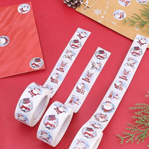 500PCS / Roll Christmas Cartoon Gift Wrap Sealing Tags Candy Treat Bag Boxes Label Xmas Decorative Self-Adhesive Labels 2.5cm in Saudi Arabia