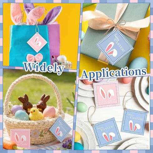 120 قطعة من علامات هدايا عيد الفصح السعيدة مع خيوط ملونة على شكل أرنب عيد الفصح، علامات ورقية معلقة، ملصقات اسم سلة أرنب لطيفة لتزيين العطلات، تزيين الربيع بنفسك، تغليف هدايا الحفلات in Kuwait