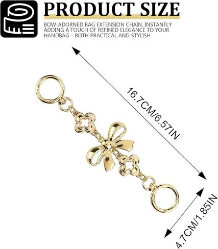 Bag Strap Extender Bag Extension Chain Metal Bow Pattern Extender Purse Chain Gold Wallet Chain Accessories for Handbags Purses in Saudi Arabia