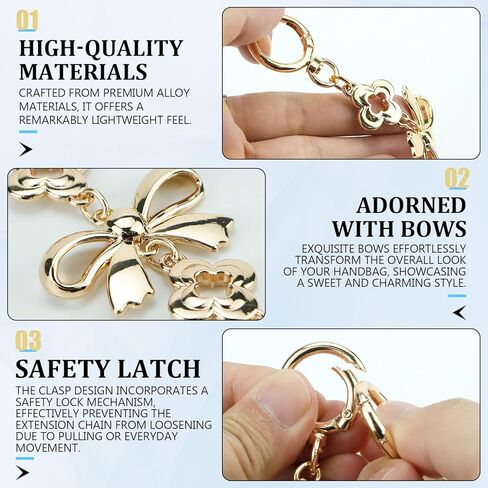 Bag Strap Extender Bag Extension Chain Metal Bow Pattern Extender Purse Chain Gold Wallet Chain Accessories for Handbags Purses in Saudi Arabia