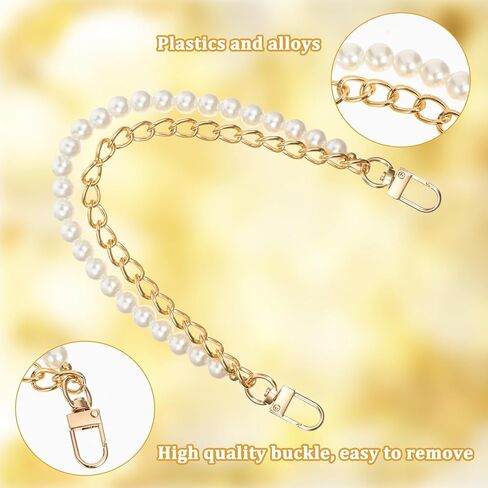 2 Pcs Pearl Purse Chain for Women Double Chain Metal Handbag Extender Straps 12 inch Gold Handbag Straps Replacement for Crossbody Shoulder Bag Handbags Bag Accessories Charms in Saudi Arabia