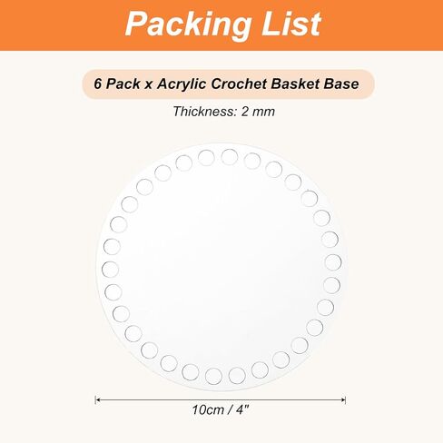 PATIKIL 4 x 4 Inch Crochet Basket Base, 6Pcs Acrylic Round Bag Making Supplies Purse Bottoms Shaper Weaving Knitting Kit for Crochet Shoulder Bag Handbag Purse Craft in Saudi Arabia
