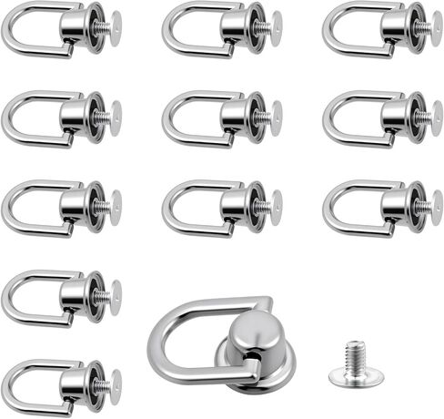 12Pcs D Ring Stud Screw Ball Head Buttons 360 Degree Rotatable D Rings for Purse Rotatable Ball Stud Metal Ring Metal Rivets for Leather Crossbody Conversion Craft Kit Bag Making Hardware Dog Buckles in Saudi Arabia