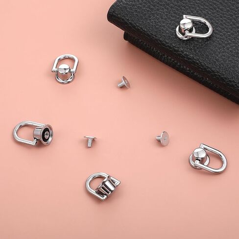 12Pcs D Ring Stud Screw Ball Head Buttons 360 Degree Rotatable D Rings for Purse Rotatable Ball Stud Metal Ring Metal Rivets for Leather Crossbody Conversion Craft Kit Bag Making Hardware Dog Buckles in Saudi Arabia
