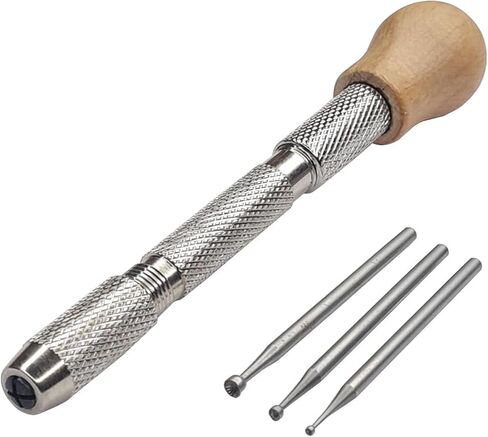 Wire Rounder Set with 3 Size Cups and Wood Top Swivel Pin Vise - Jewelry Tool in Saudi Arabia