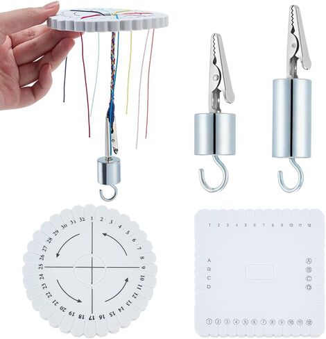 FREEBLOSS 4pcs Kumihimo Discs and Kumi Lite Weight with Alligator Clip Kumihimo Supplies Friendship Bracelet Loom with Weight Clips Bracelet Maker Kit in Saudi Arabia