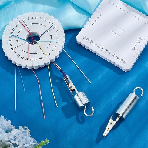 FREEBLOSS 4pcs Kumihimo Discs and Kumi Lite Weight with Alligator Clip Kumihimo Supplies Friendship Bracelet Loom with Weight Clips Bracelet Maker Kit in Saudi Arabia