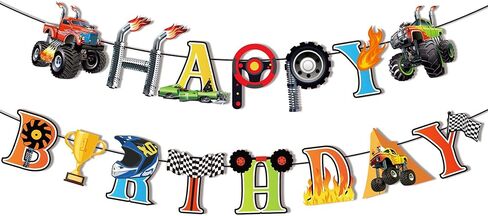 Monster Truck Birthday Banner Cars Theme Party Supplies Monsters Trucks Party Decorations for Monster Truck Parties, Cars Celebrations & Automotive-Themed Party Decorations in Saudi Arabia