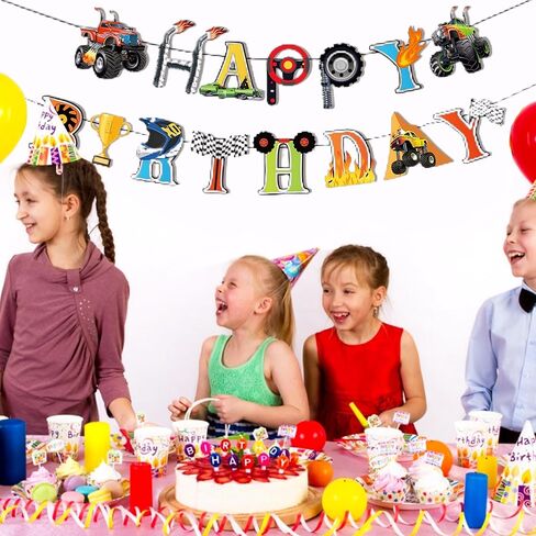 Monster Truck Birthday Banner Cars Theme Party Supplies Monsters Trucks Party Decorations for Monster Truck Parties, Cars Celebrations & Automotive-Themed Party Decorations in Saudi Arabia