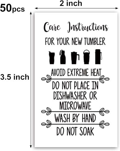 50 Care Instruction Cards Tumbler, Care Instructions for Tumbler Insert for Small Business, Care Instruction Cards for Cups, Small Online Shop Package Insert Tumbler Care Instruction Card. in Saudi Arabia