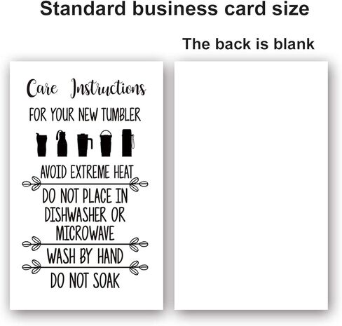 50 Care Instruction Cards Tumbler, Care Instructions for Tumbler Insert for Small Business, Care Instruction Cards for Cups, Small Online Shop Package Insert Tumbler Care Instruction Card. in Saudi Arabia