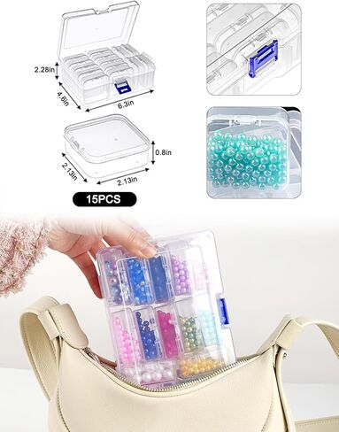 15 Pcs Bead Storage Organizer, 2 Inch Clear Jewelry Storage Containers, Mini Plastic Organizer Boxes for DIY Craft, Jewelry Bracelet Making in Saudi Arabia