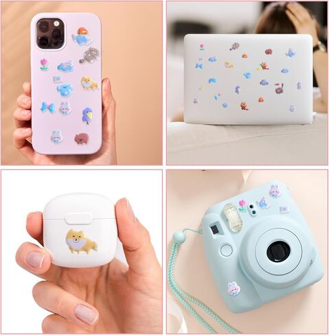 6 Sheets Mini Puffy Stickers, Cute Kawaii Small 3D Stickers for Adults, Removable Tiny Micro Sticker Includes Japanese Cartoon Animal for Phone Case Notebook Scrapbooking Craft Gift in Saudi Arabia
