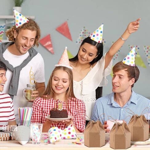 Odowalker 50 Pcs Lantern Hexagon Kraft Paper Package Box with Twine, Paper Candy Boxes, Gift Wrap Boxes for Birthday Wedding Christmas Part(Brown) in Saudi Arabia