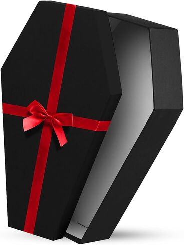 صندوق هدايا التابوت الغامض من ماني - سلة من الورق المقوى مغطاة مقاس 15 × 7.5 × 4 بوصة لتقديم الهدايا القوطية المخيفة، مثالية للرجال والنساء الذين يحبون الشذوذ in Kuwait