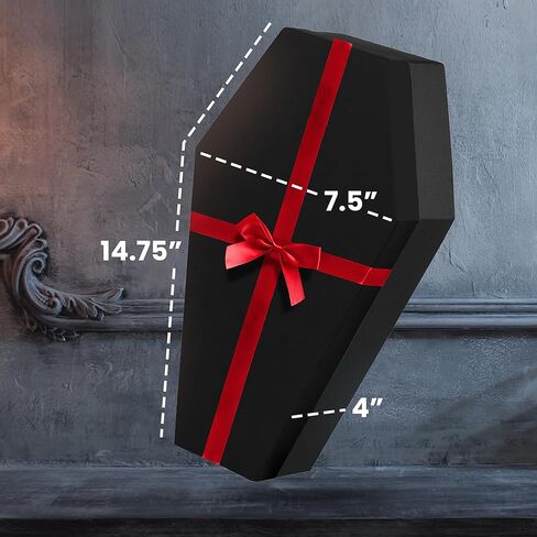 صندوق هدايا التابوت الغامض من ماني - سلة من الورق المقوى مغطاة مقاس 15 × 7.5 × 4 بوصة لتقديم الهدايا القوطية المخيفة، مثالية للرجال والنساء الذين يحبون الشذوذ in Kuwait