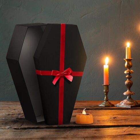 صندوق هدايا التابوت الغامض من ماني - سلة من الورق المقوى مغطاة مقاس 15 × 7.5 × 4 بوصة لتقديم الهدايا القوطية المخيفة، مثالية للرجال والنساء الذين يحبون الشذوذ in Kuwait