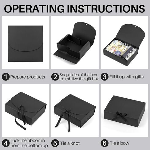 24 Pack Gift Boxes with Lids, 10.6x7.8x3.1 Inch Groomsmen Proposal Box, Luxury Black Gift Box with Ribbon for Wedding, Packaging, Present, Birthday (Black) in Saudi Arabia