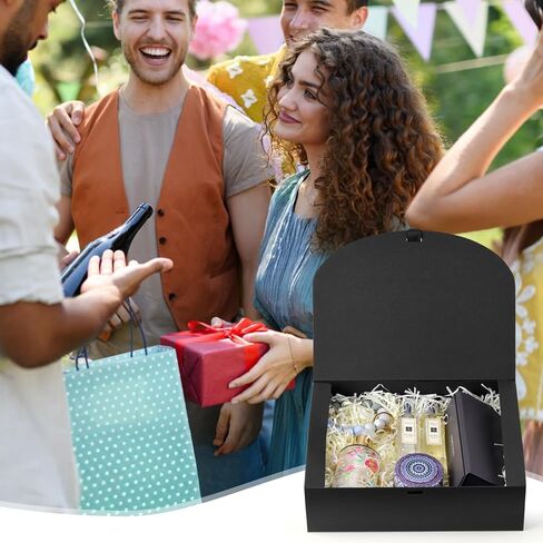 24 Pack Gift Boxes with Lids, 10.6x7.8x3.1 Inch Groomsmen Proposal Box, Luxury Black Gift Box with Ribbon for Wedding, Packaging, Present, Birthday (Black) in Saudi Arabia