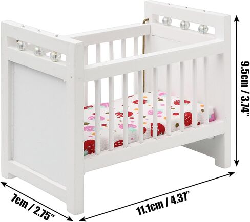 1/12 Miniature Wooden Doll Crib Mini Bed for Dollhouse Bedroom Furniture in Saudi Arabia