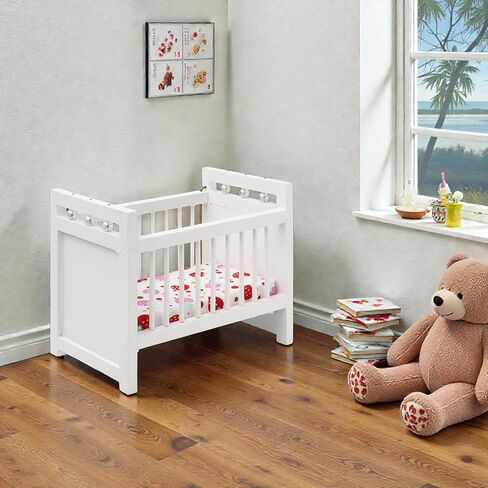 1/12 Miniature Wooden Doll Crib Mini Bed for Dollhouse Bedroom Furniture in Saudi Arabia