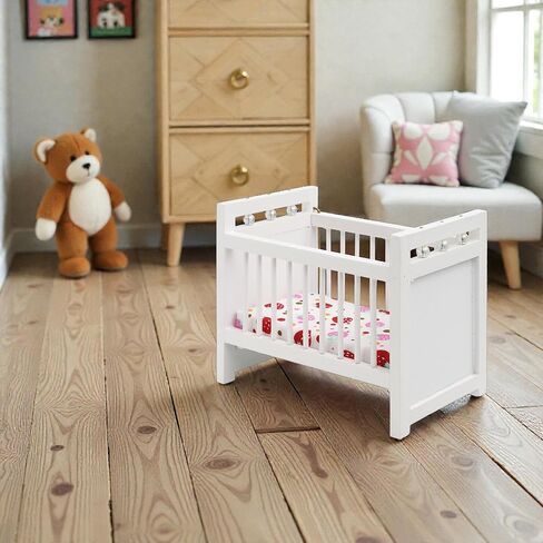 1/12 Miniature Wooden Doll Crib Mini Bed for Dollhouse Bedroom Furniture in Saudi Arabia