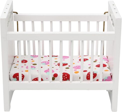 1/12 Miniature Wooden Doll Crib Mini Bed for Dollhouse Bedroom Furniture in Saudi Arabia