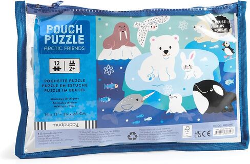 أصدقاء Mudpuppy Arctic - أحجية مكونة من 12 قطعة مع حقيبة بسحاب قابلة لإعادة الاستخدام تتميز برسوم توضيحية ملونة وممتعة لحيوانات قطبية قطبية مثالية لسهولة التخزين والسفر in Saudi Arabia