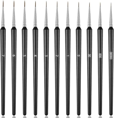 SHENLIU 11 Pack Detailing Paint Brush, Micro Outlining Paint Brushes, Fine Art Brush Set for Detailing Small Scale Models Art Stroke Watercolor Oil Face Nail Line Drawing by Numbers Kit(Plastic) in Saudi Arabia