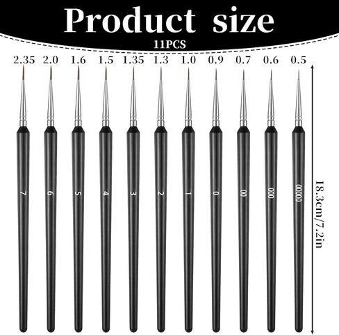 SHENLIU 11 Pack Detailing Paint Brush, Micro Outlining Paint Brushes, Fine Art Brush Set for Detailing Small Scale Models Art Stroke Watercolor Oil Face Nail Line Drawing by Numbers Kit(Plastic) in Saudi Arabia